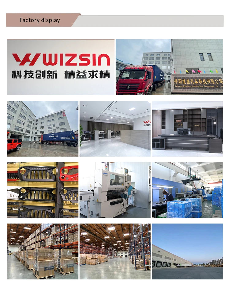 WIZSIN Mars Style Grill Front Bumper Grille Car Grills for Jeep Wrangler 2007-2018 JK JKU With Red Star DRL 4x4 Accessories ABS