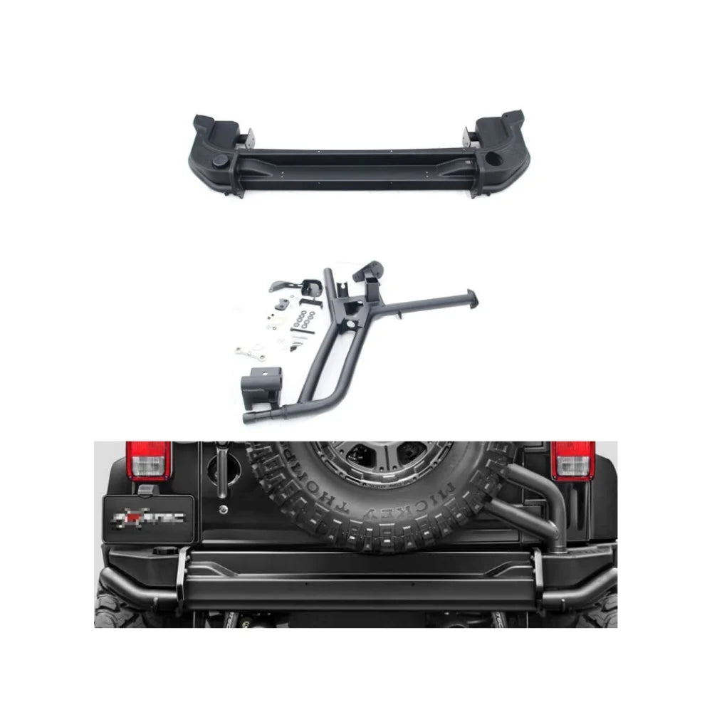 Spare Tire Mount Black Steel Rear Bumper